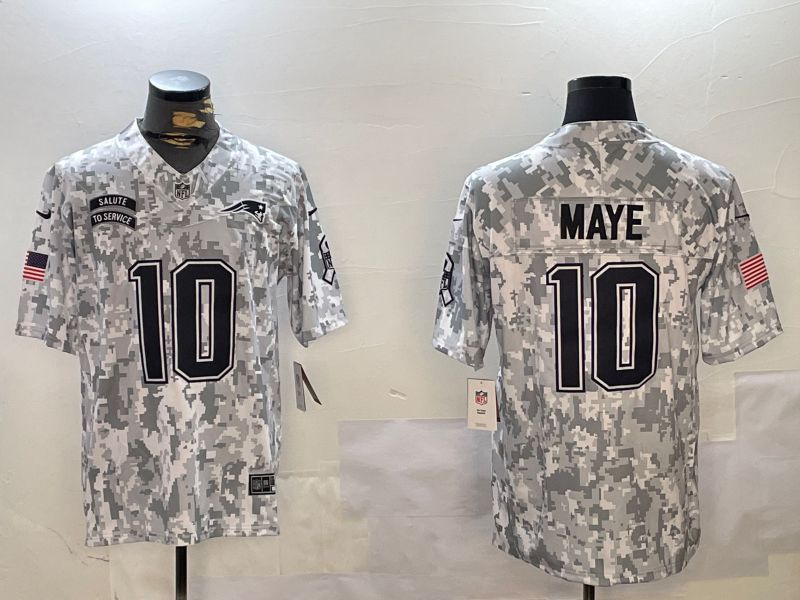 Men New England Patriots #10 Maye Nike Arctic Camo 2024 Salute to Service Limited NFL Jersey style 1->new england patriots->NFL Jersey